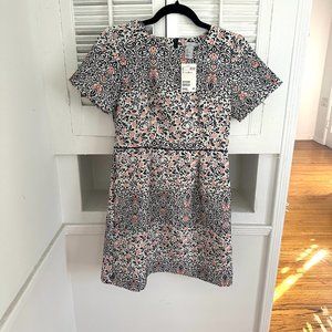 NWT H&M Black/Orange Floral Embroidered Dress With Pockets, Size 8